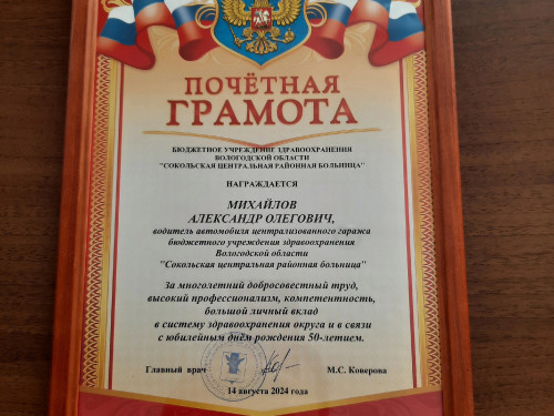 За многолетний добросовестный труд, высокий профессионализм, компетентность, большой личный вклад в систему здравоохранения округа